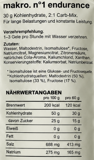 makro n°1 Zutaten und Nährwertangaben