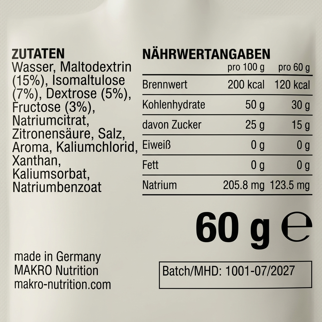makro n°1 Sachet Rückseite mit Nährwerten